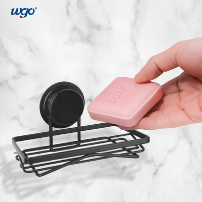 Suction Mounted Stainless Steel Shower Caddies , WGO Black Soap Dish Holder