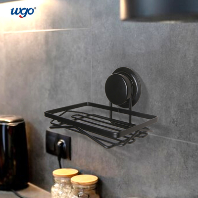 Suction Mounted Stainless Steel Shower Caddies , WGO Black Soap Dish Holder